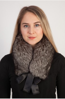 Silver fox fur collar, neck warmer